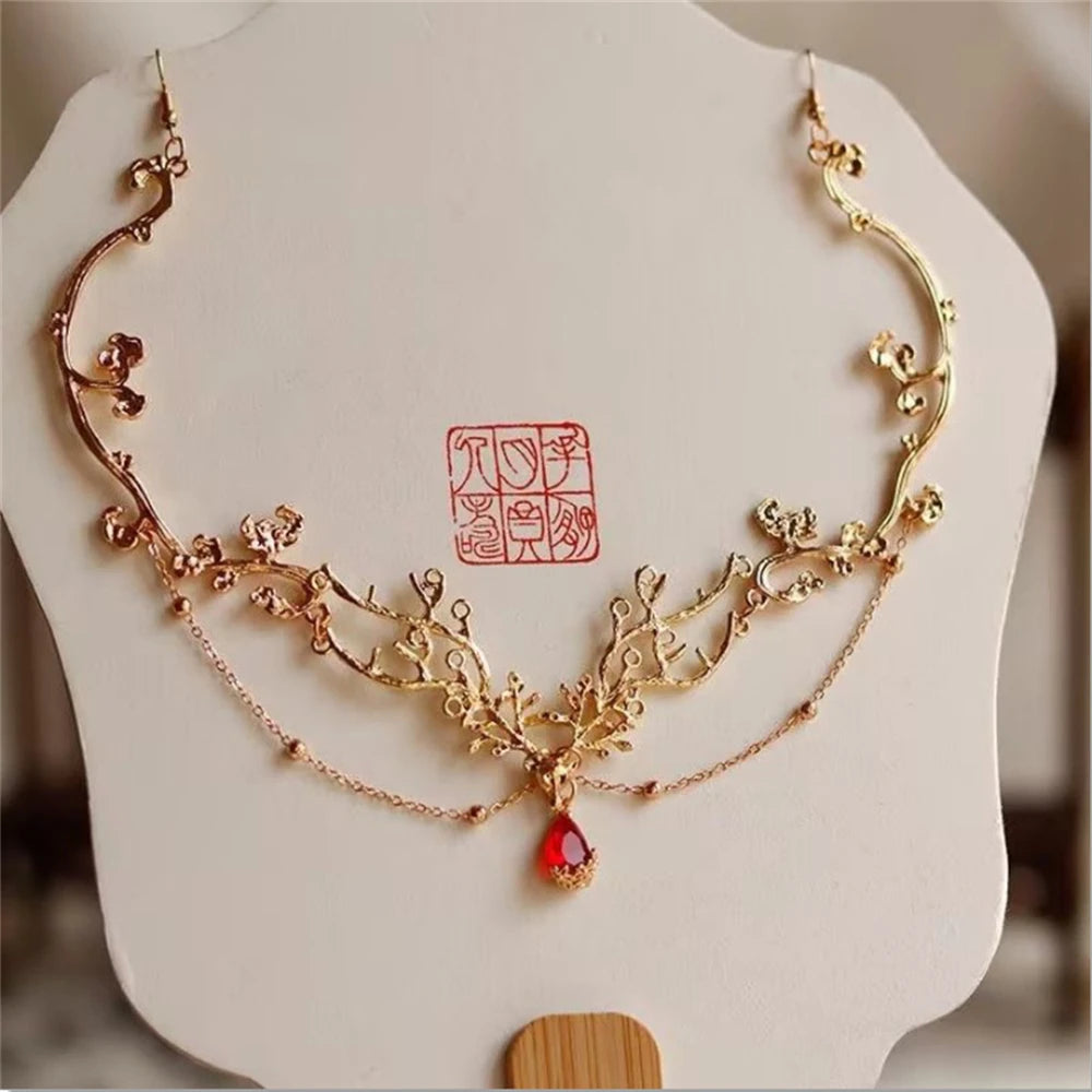Rhinestone Fringed Forehead Chain Shiny Crystal Fairy Headdress Bridal Romantic Oriental Wedding Hair Accessories Jewelry Gifts