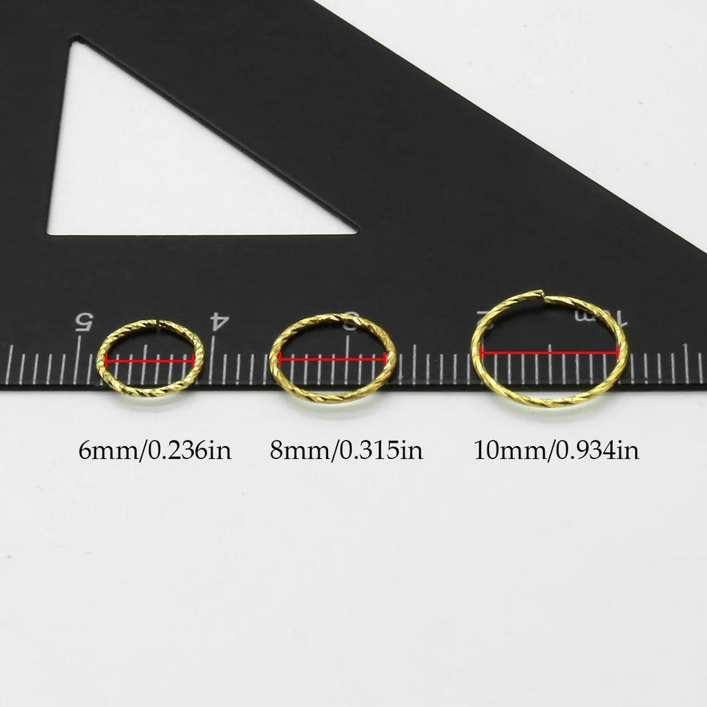 Sterling Silver 925 Pierceing Nose Ring Simple Round Size 6mm 8mm 10mm Printing Twist Rope Nose Ring Women Jewelry Nose Rings