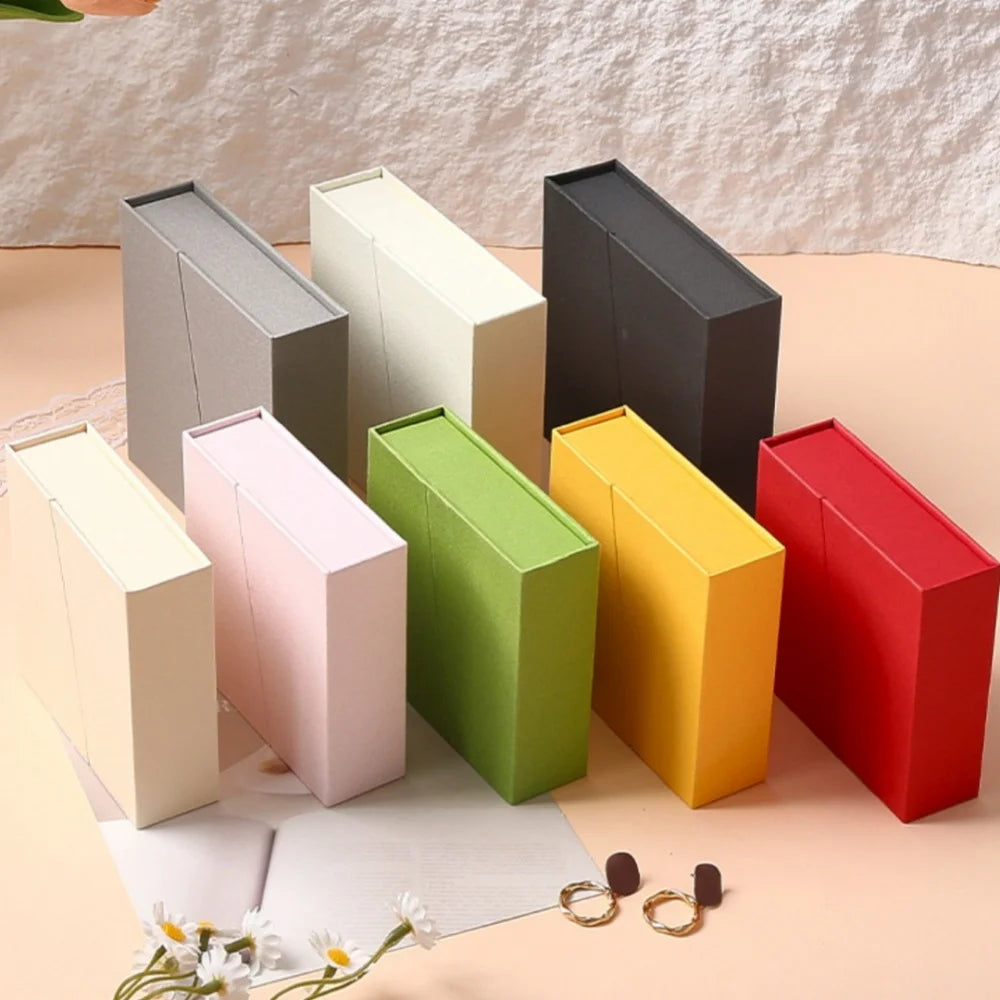Dual-opening Magnetic Flip Jewelry Packaging Box Earring Necklace Ring Jewelry Organizer Box Thick Kraft Paper Jewelry Box
