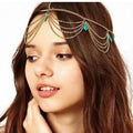 Retro Trend Green Fringed Hair Headdress Bohemian National Wind Temperament With Wild Hair Bands  Free Shipping