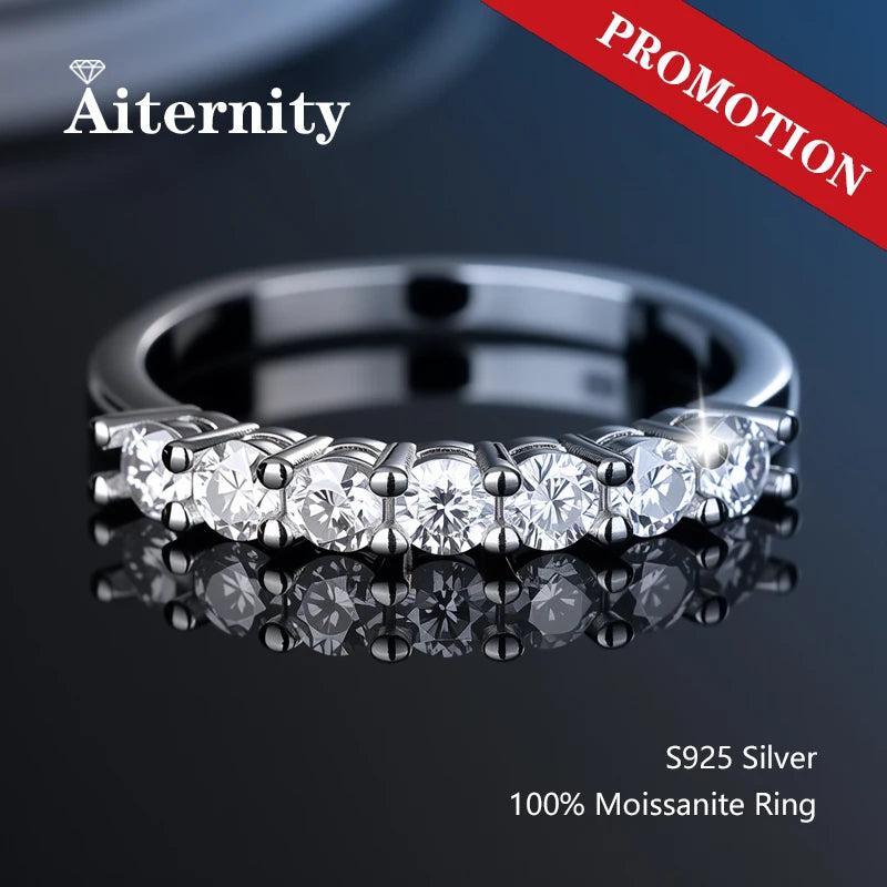 100% Pass Diamond Tester Pen Moissanite Ring Matching Wedding Diamond Band for Women 925 Sterling Silver Female Single Tail Ring