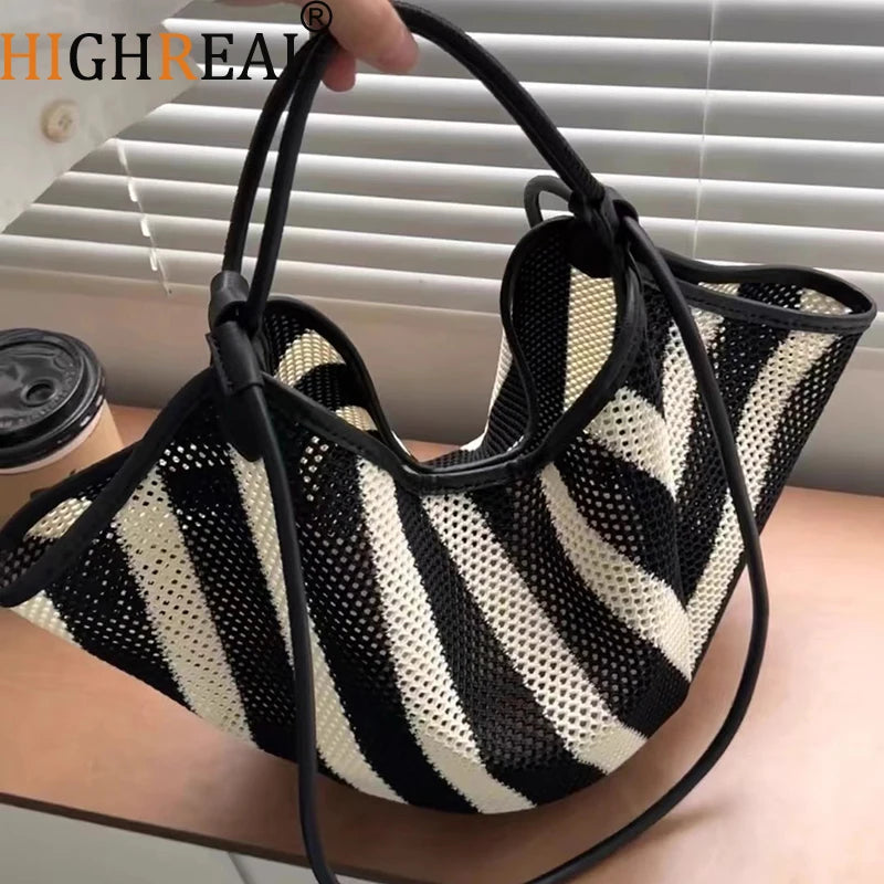 HIGHREAL Forest Lazy Style Crossbody Bag Bohemian Handmade Grass Woven Bag Leisure Vacation Beach Women's Woven Dumpling Bun