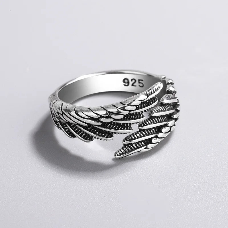 Luxury 925 Sterling Silver Angel Wing Women's Ring