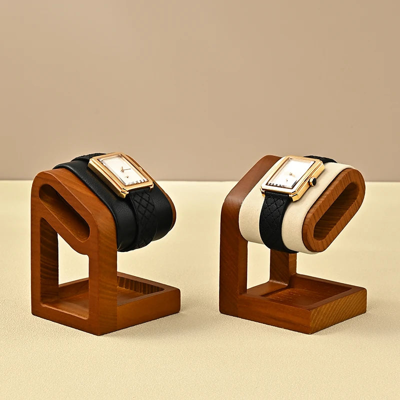 WoodTen Solid Wood Watches Display Stands Base Watch Necklace Bracelet Organizer Rack Bangle Scrunchie Headband Showcase Stands