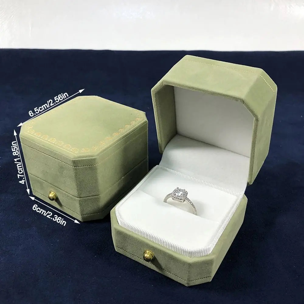 Velvet Jewelry Storage Box Single Slot Octagonal Wedding Ring Box Clamshell Jewelry Packaging Box for Engagement Proposal