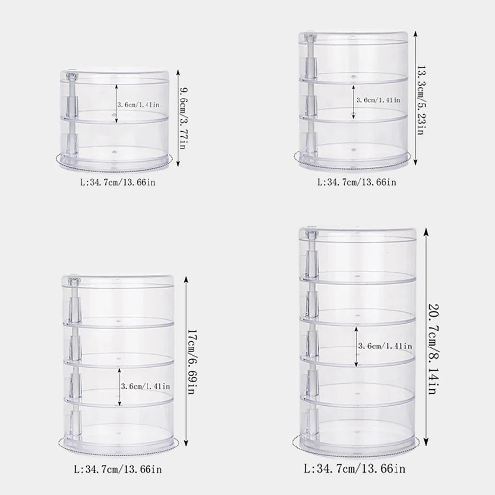 Rotating Jewelry Storage Box Makeup Storage Rack Bracelet Earring Round Plastic Organizer Boxes Holder Display Rack with Cover