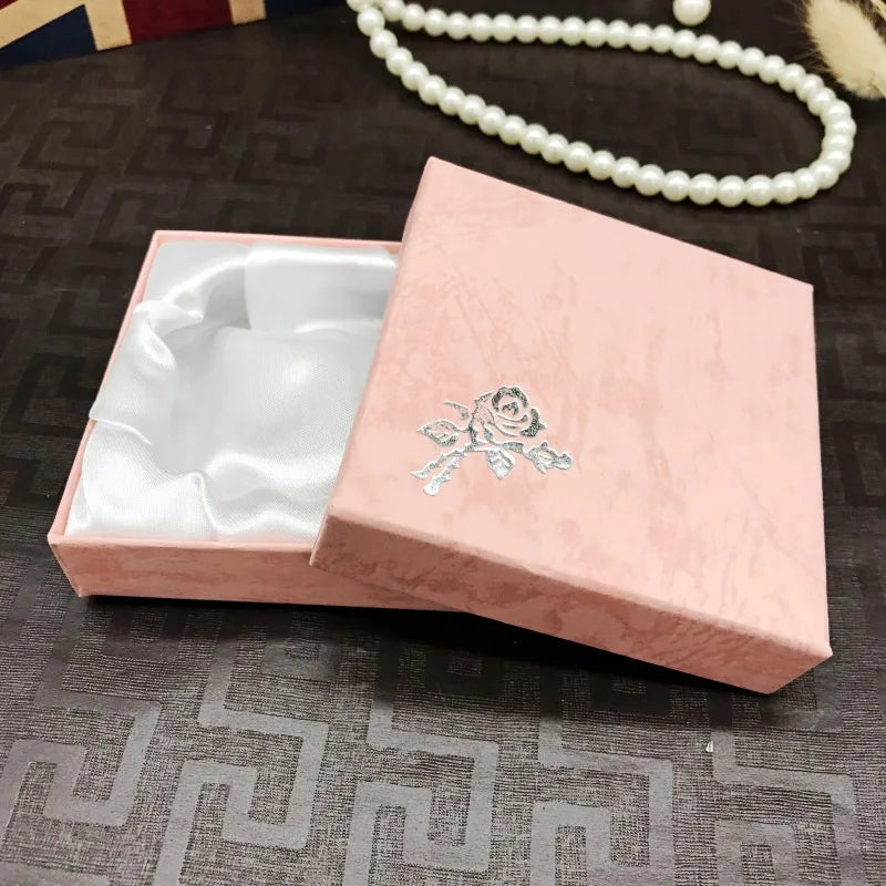 New Square Jewelry Packaging Case Flower Print Bracelet Display Box Necklace Cardboard Gift Box Jewelry Organizer Cases 9x9x3cm
