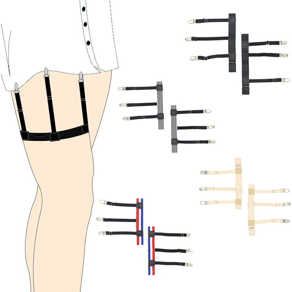 Hot Sale Men Shirt Stays Belt With Non-slip Locking Clips Keep Shirt Tucked Leg Thigh Adjustable Suspender Garters Locking Strap