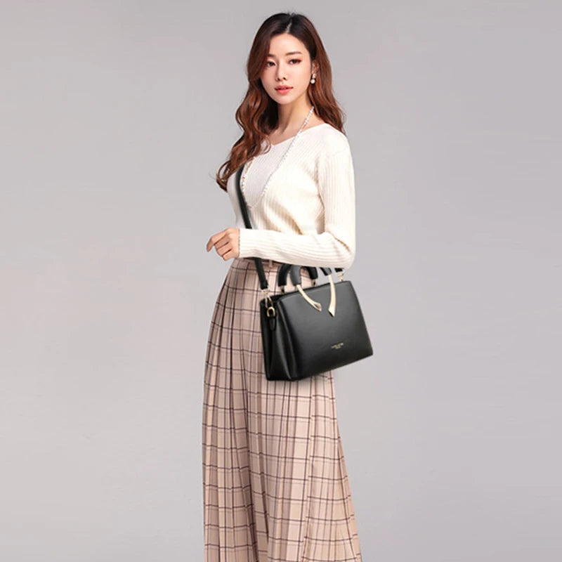 2026 New Style Crossbody Bag Medium Mom Bag Lychee Pattern Large Soft PU Zipper Closure Daily Use Fashionable Ladies Handbag Sac