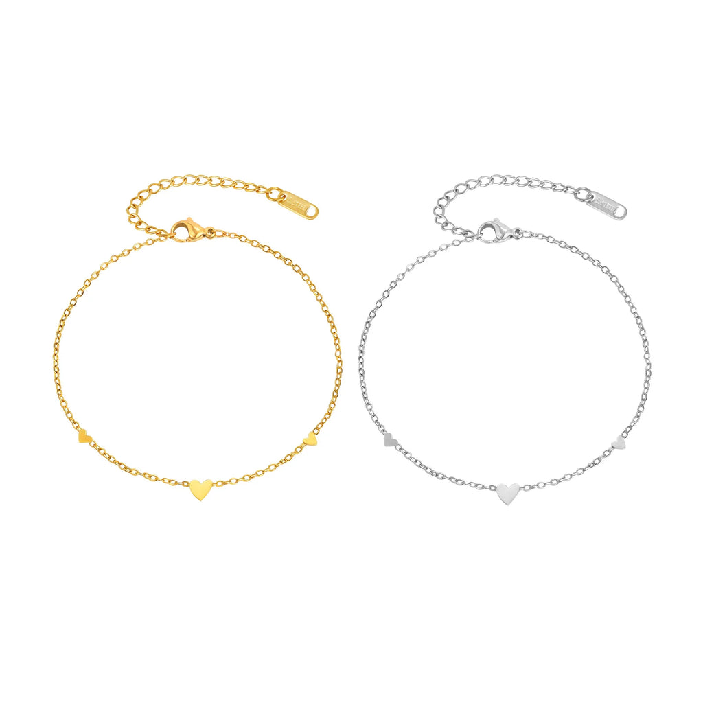 Stainless Steel Heart Anklets for Women, Gold Plated Delicate Anklet Bracelet, Light Luxury Foot Jewelry Party Gifts for Girl
