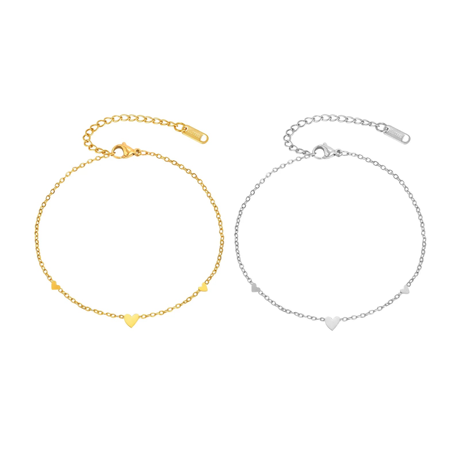 Stainless Steel Heart Anklets for Women, Gold Plated Delicate Anklet Bracelet, Light Luxury Foot Jewelry Party Gifts for Girl