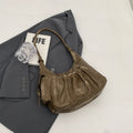 Distressed Vintage Shoulder Bags For Women Pleated Design Large Capacity Retro Hobo Bag 2024 Winter New Designer Handbags Luxury