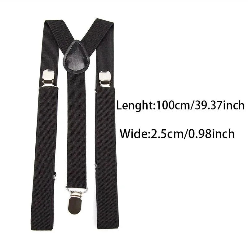 Unisex Suspenders Bowtie Sets Clip-on Buckle Men Straps Adjustable Elastic Y-Back Braces Wedding Suit Pants Jeans Accessories