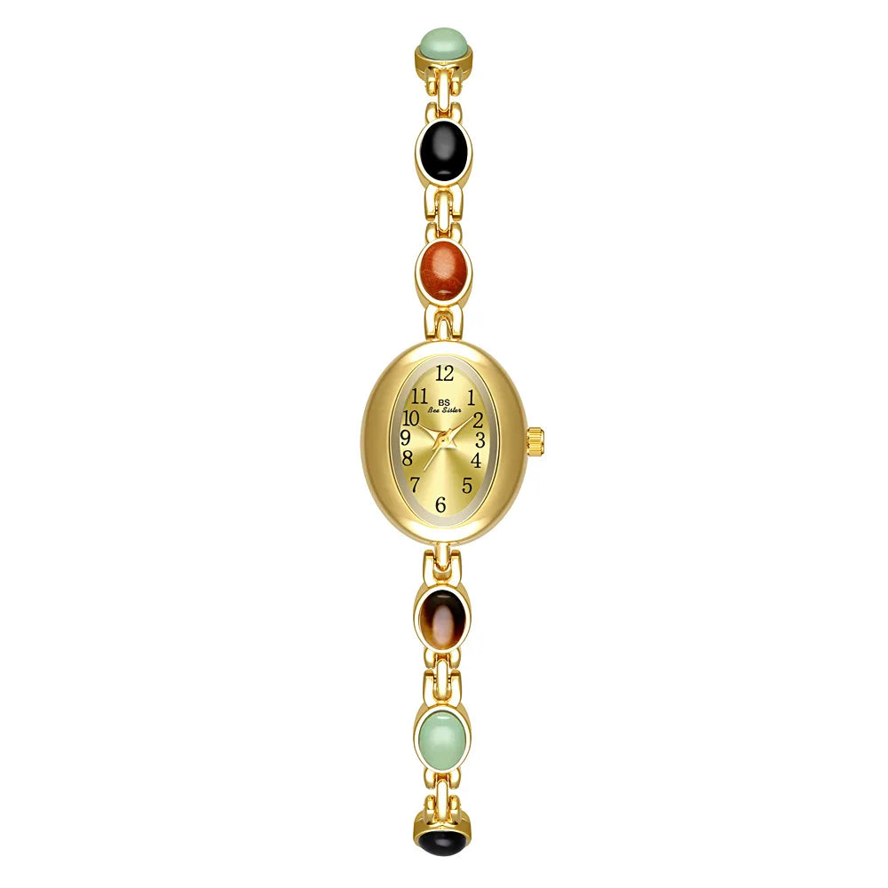 Fashion Casual Women's Watches Natural Jade Bracelet Digital Oval Dial High-end Ladies Wristwatch Watches For Woman Accessory