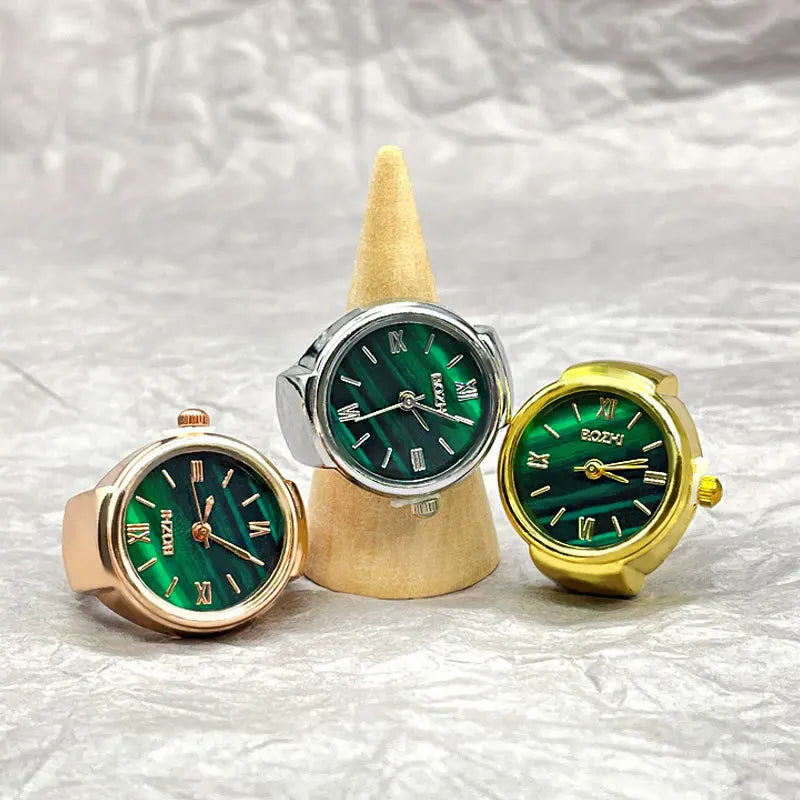 Kiss Jewelry Green Digital Quartz Finger Watch Rings for Women Men Couple Punk Elastic Band Mini Watch Ring Teens Clock anillos