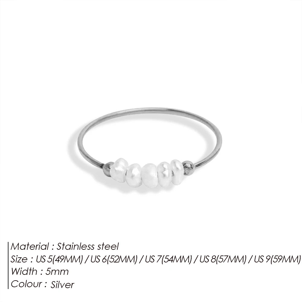EManco Fashion Freshwater Pearls High Quality Stainless Steel Gold-Plated Round Rings Holiday Jewelry Gifts Wholesale