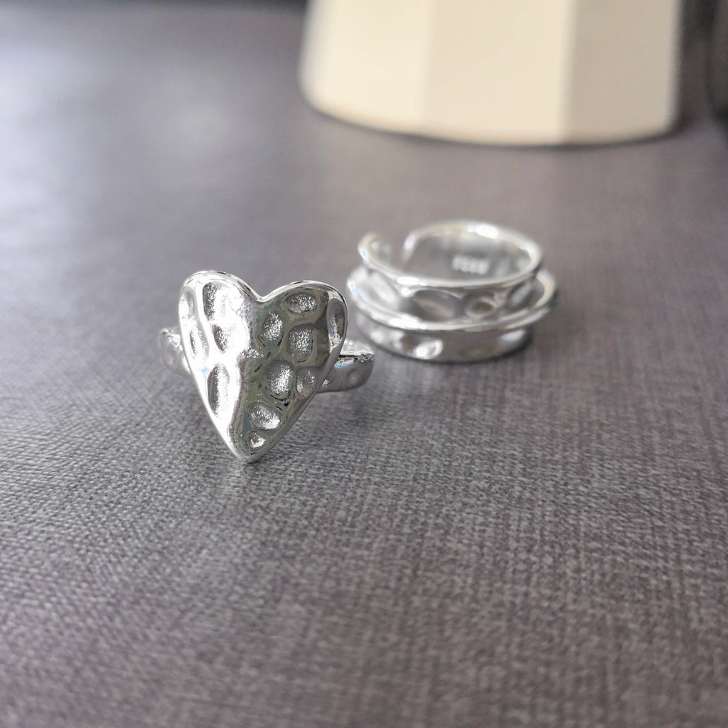 925 Sterling Silver Open Finger Ring Punk Heart Irregular Geometric Stackable For Women Girl Jewelry Gift Dropship Wholesale