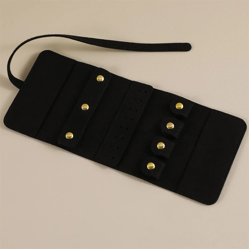 Mini Portable Travel Jewelry Storage Box Multifunctional Fashion Earrings Rings Earrings Necklaces Watches Rolled Up Storage Bag