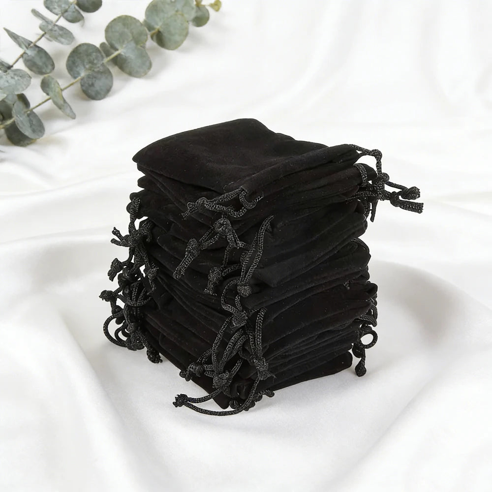 100Pcs Jewelry Drawstring Velvet Bag Soft Suede Pouch 5x7cm 7x9cm 9x12cm Small Gift Packaging Pocket For Rings Earrings Bracelet