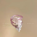 New Romantic Cute Violet Flower Ring Spring Summer Elastic Beaded Rings for Women Friends Korea Finger Jewelry Accessories Gift