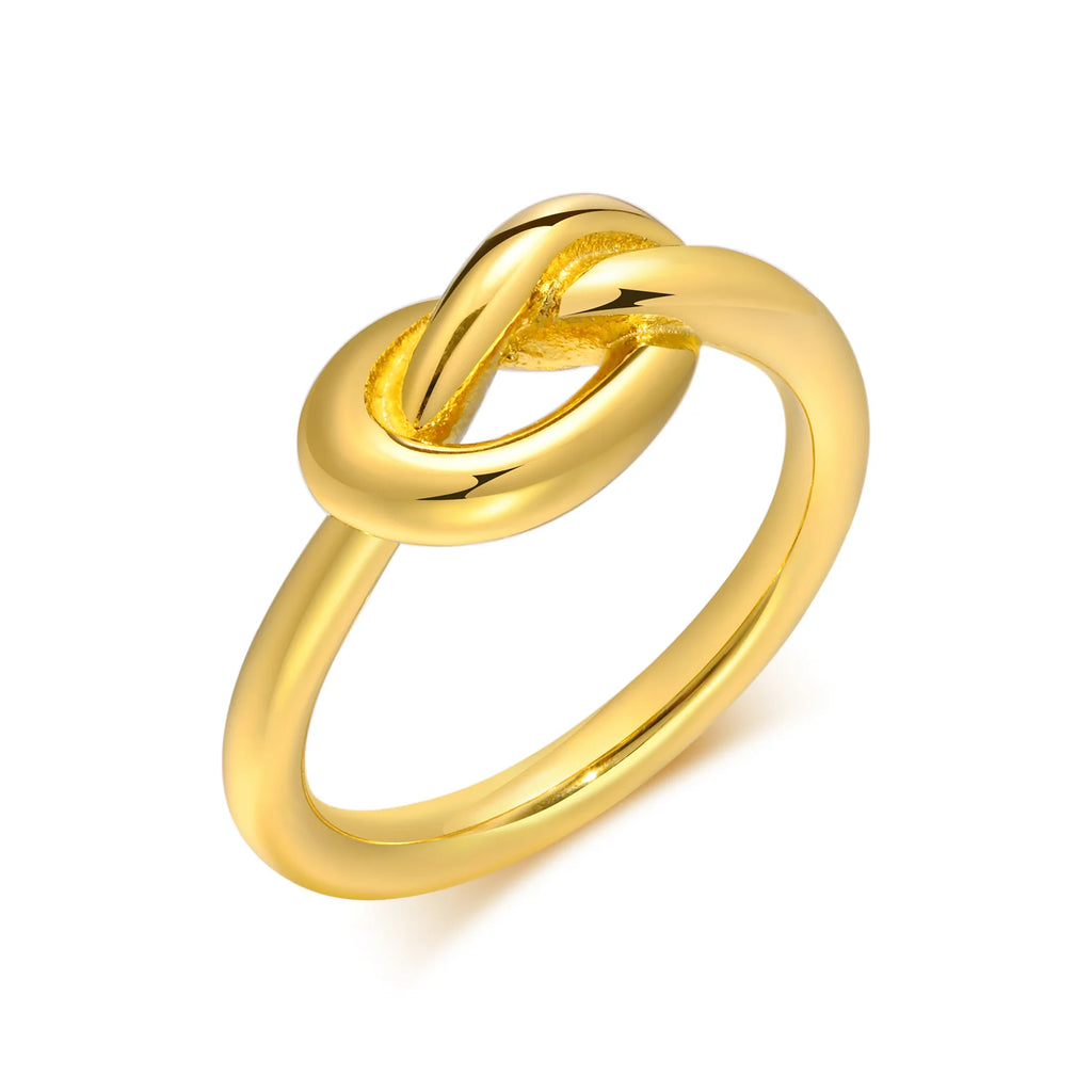Love Knot Ring for Women, Stainless Steel Gold Plated Dainty Stacking Ring, Tiny Tie The Knot Statement Jewelry