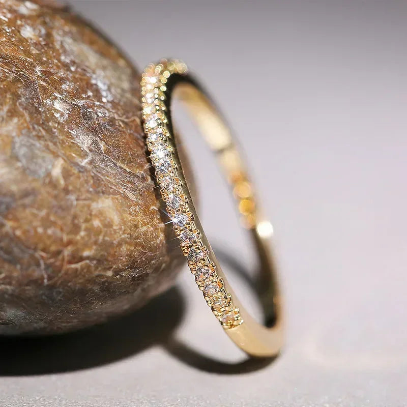 New 2026 Minimalist Thin Rings for Women Wedding Brilliant Cubic Zircon High Quality Versatile Female Finger Ring Jewelry
