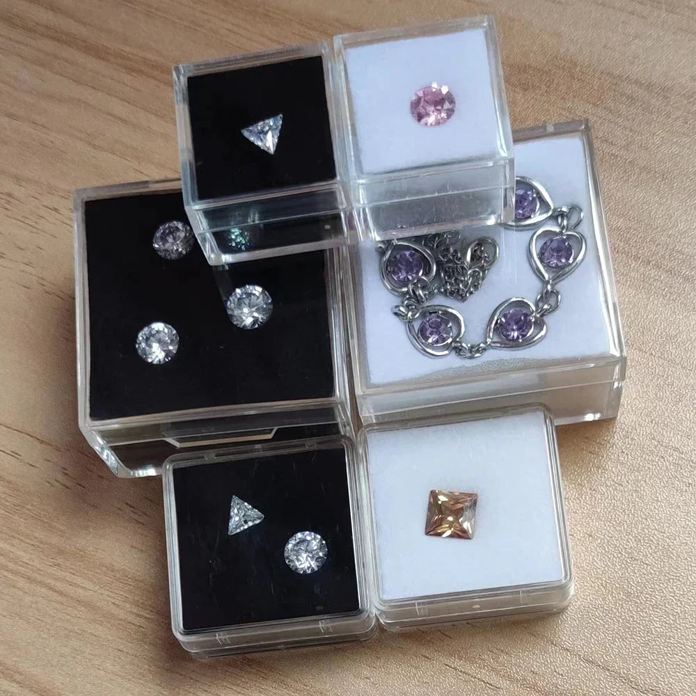 Clear Gem Storage Box Loose Diamond Organizer Pendant Beads Jewelry Combo Gift Case Square Gemstone Display Packaging Box