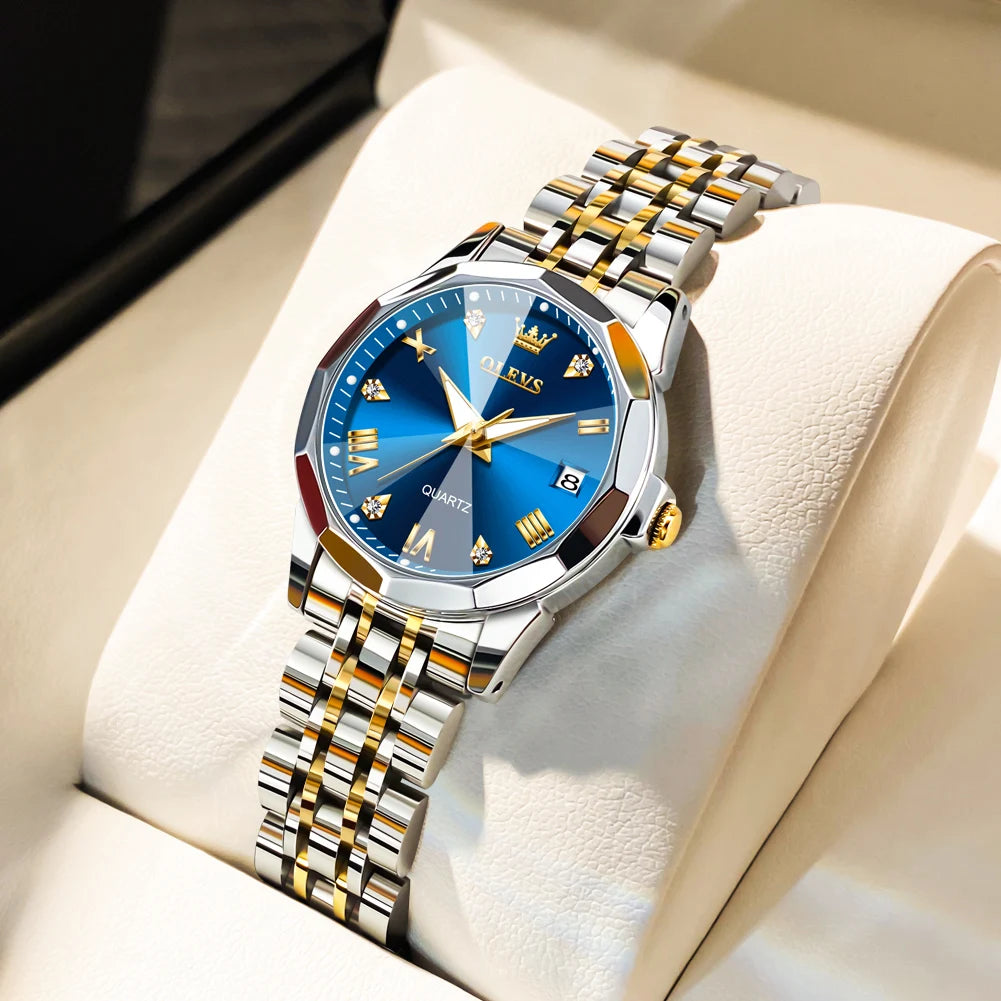 OLEVS 9931 Elegant Fashion Women's Watches Luxury Brand Original Quartz Watch for Ladies Waterproof Stainless Steel Luminous Dat