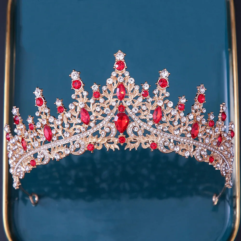 DIEZI Baroque Bridal Crown Headwear Crystal Hair Dress Accessories Tiara For Women Wedding Rhinestone Crown Hair Jewelry