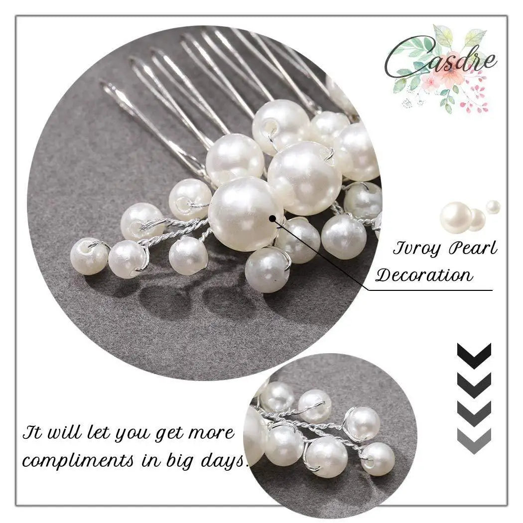Freshwater Pearls Hair Combs Wedding Bridal Jewelry Hair Accessories Hair Clip Silver Color Headpiece Pearl Comb for Women Jewel