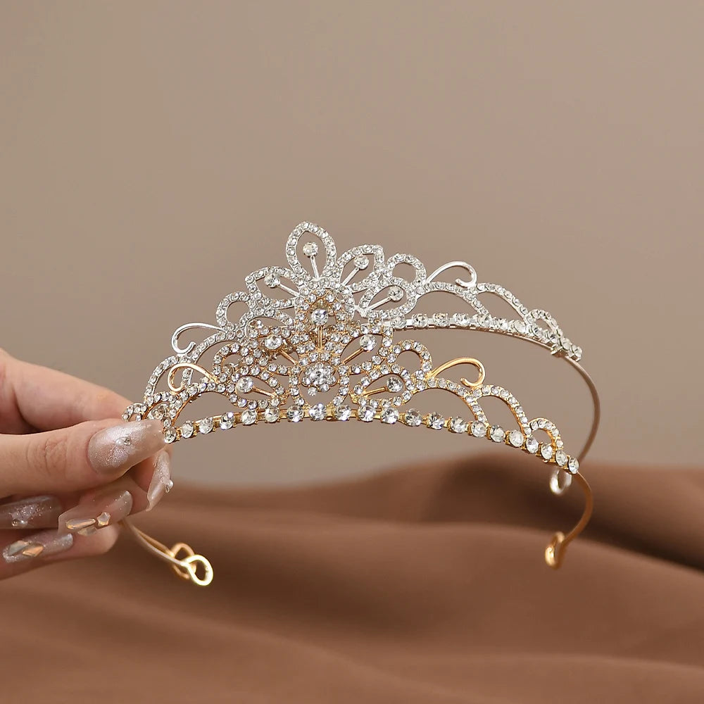 Mini Crowns Hair Comb Crystal Bridal Tiaras For Girls Rhinestone Pearl Wedding Birthday Party Children's Hair Accessories