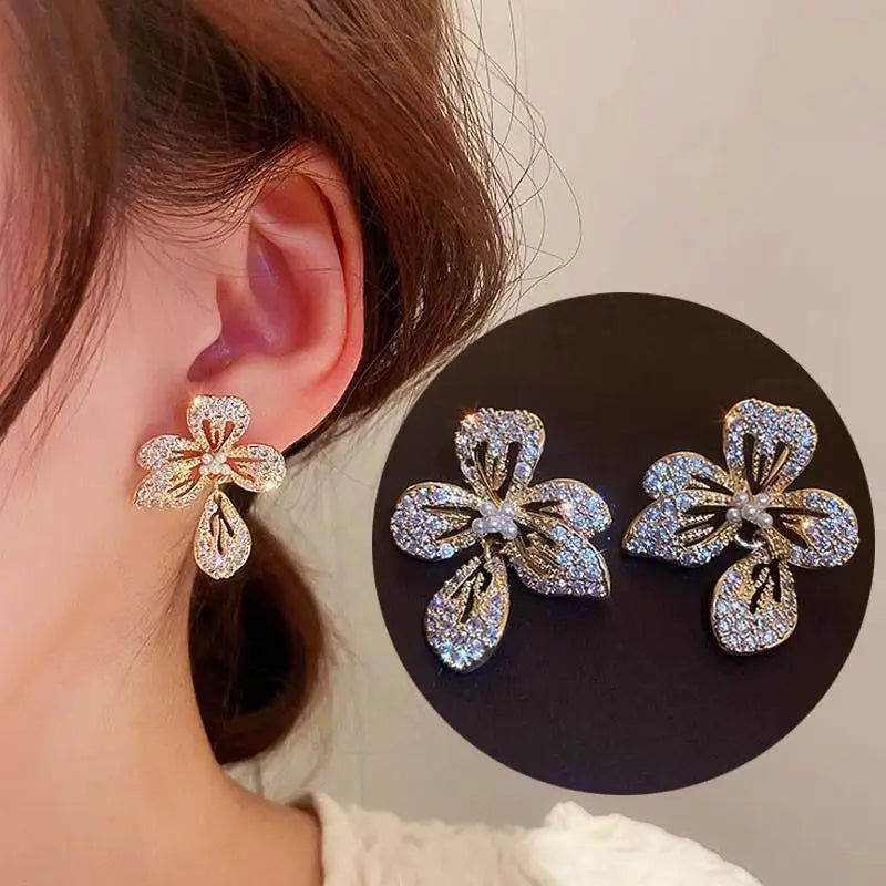 Green Crystal Butterfly Earrings