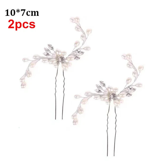 Women Pearl Hair Clips Bridal Tiaras Hair Comb Vine Bridesmaid Hairpins Barrettes Women Headwear Wedding Hair Pieces Jewelry