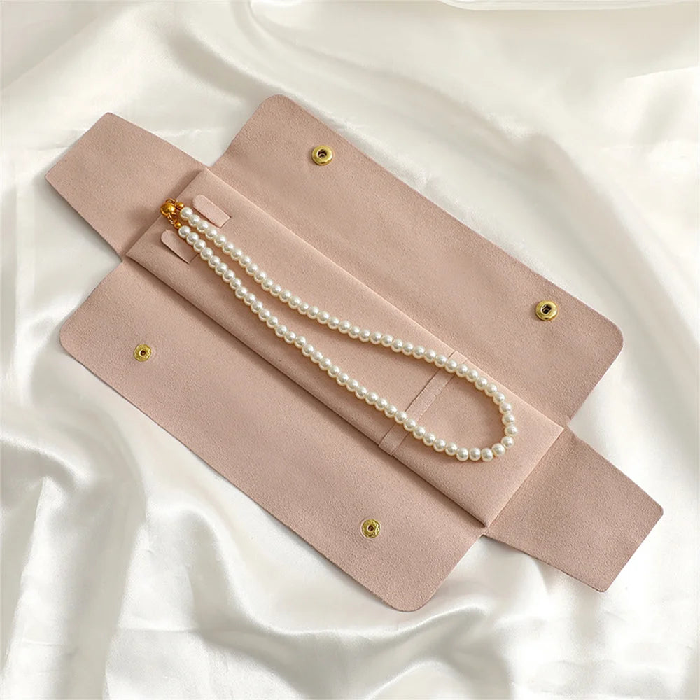 New Microfiber Necklace Storage Bag Bracelet Pouch Portable Jewelry Organizer Bags Women Multi-Functional Snap Pouch