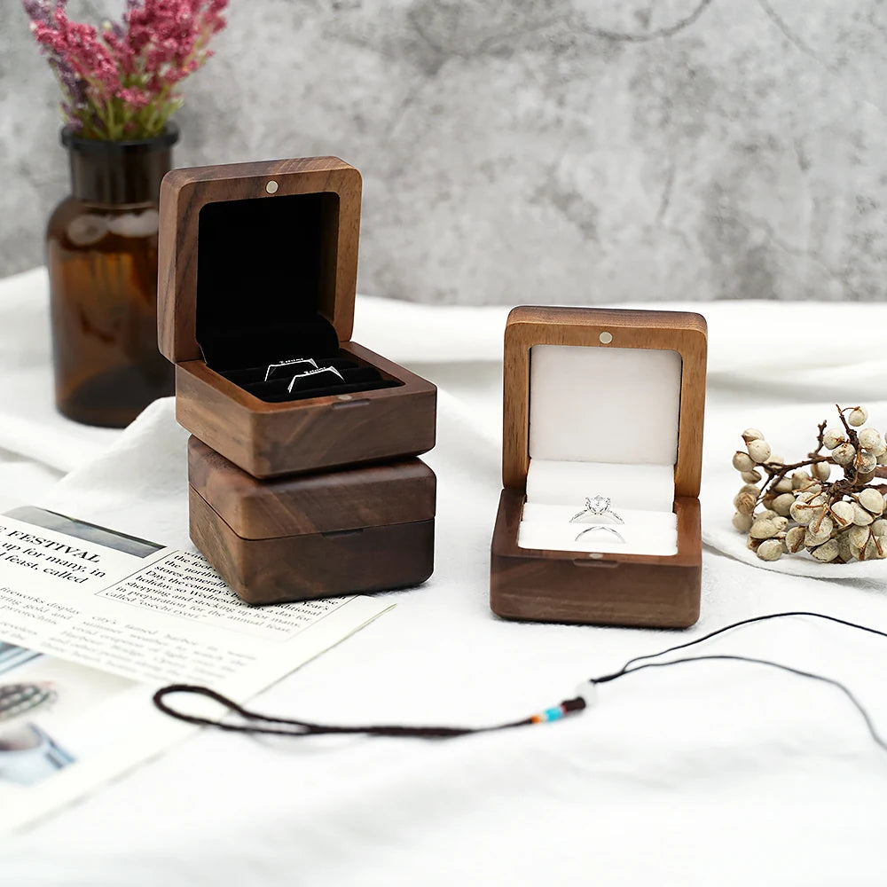 Wooden Ring Box Lover Wedding Fashion Original Wood Box for Propose Valentine gifts The adventure Besigns