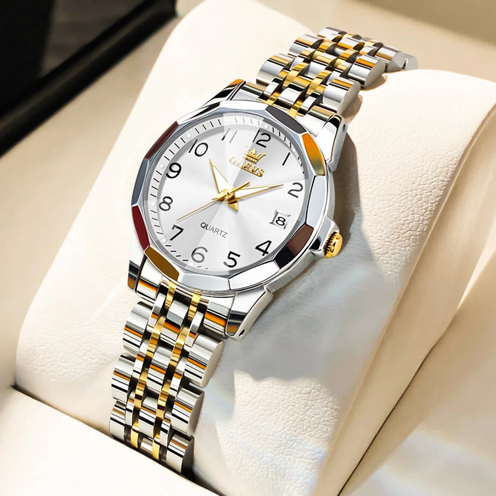 OLEVS 9931 Elegant Fashion Women's Watches Luxury Brand Original Quartz Watch for Ladies Waterproof Stainless Steel Luminous Dat