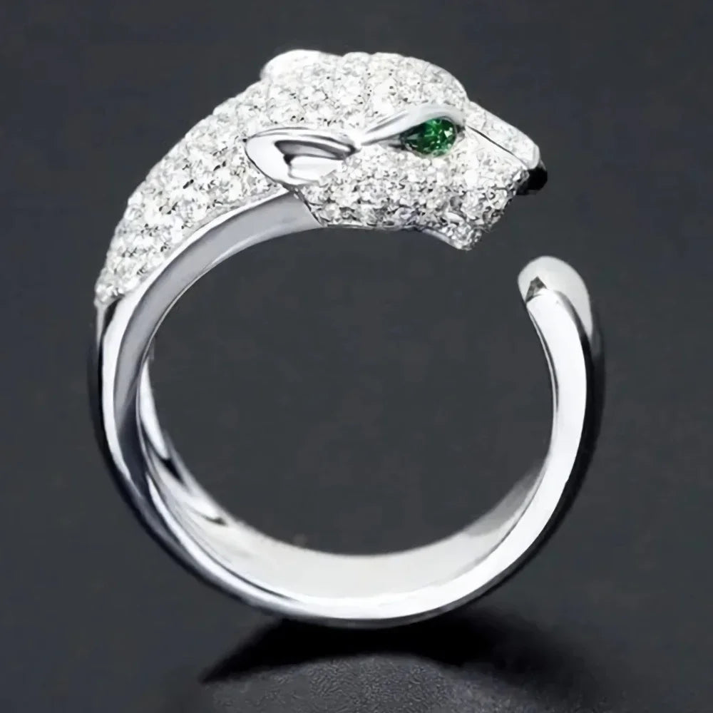 Noble 925 Sterling silver noble Crystal leopard head Rings for women lady men casual fashion party wedding engagement Jewelry