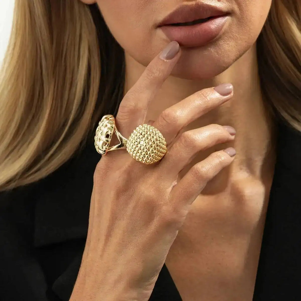 KunJoe 2Pcs/Set Luxury Geometric Adjustable Open Rings for Women Vintage Irregular Square Chunky Knuckle Ring Wedding Jewelry