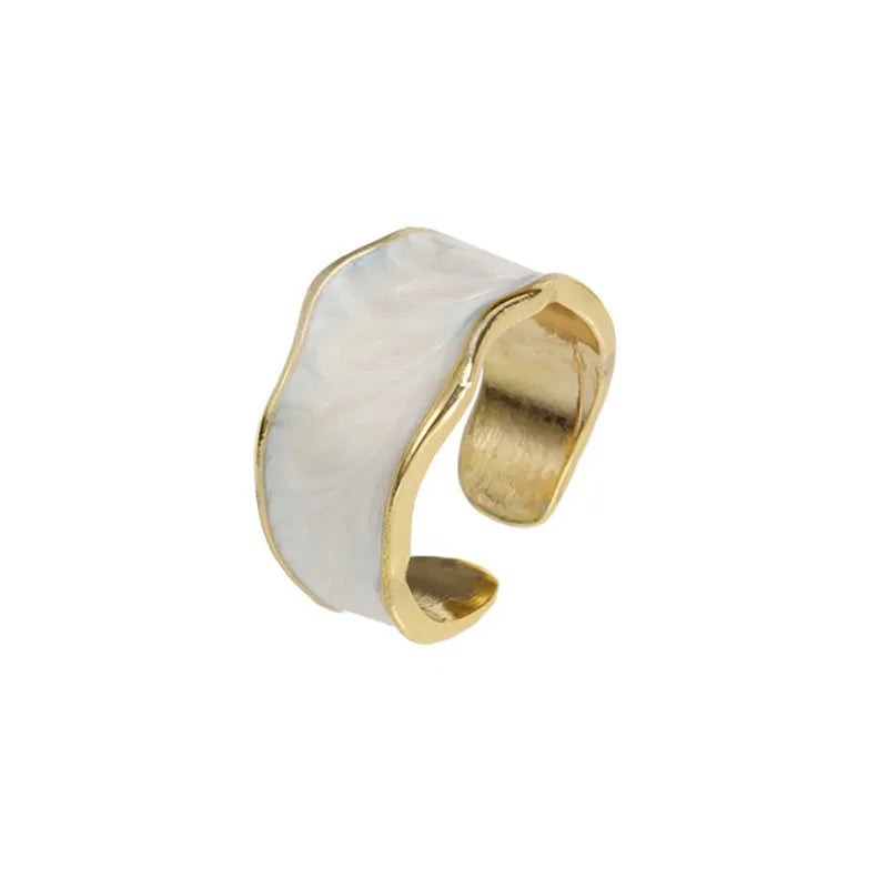 Retro Gold Color Double Oil Drip Open Rings for Women Luxury Irregular Adjustable Finger Ring 2023 New Trendy Wedding Jewelry