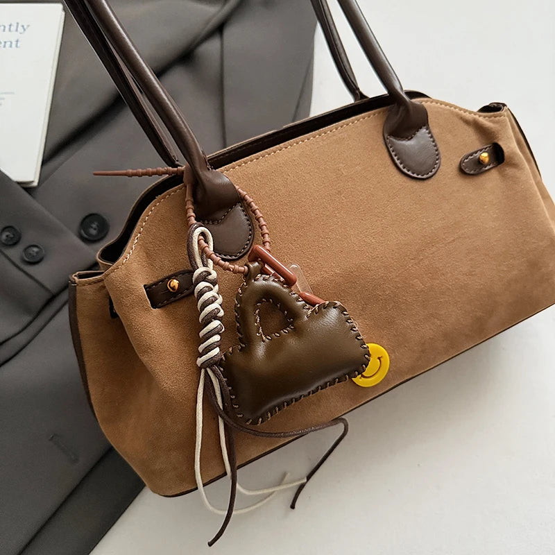 MOODS French Style Underarm Shoulder Bags For Women PU Suede Pure Color Top-handle Bag 2025 Autumn New Luxury Designer Handbags