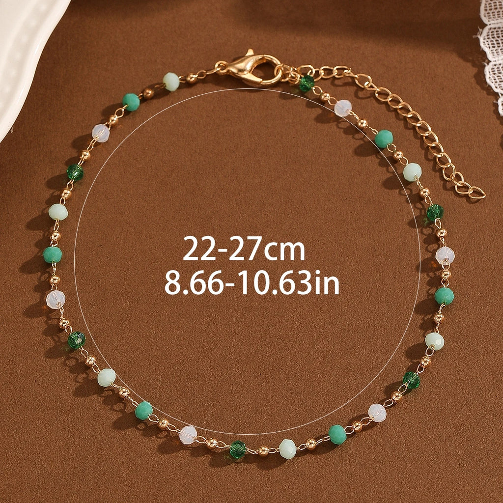 Kinitial Bohemian Women's Anklets Beads Stone Anklet Summer Beach Anklets On Foot Ankle Bracelets For Women Leg Chain