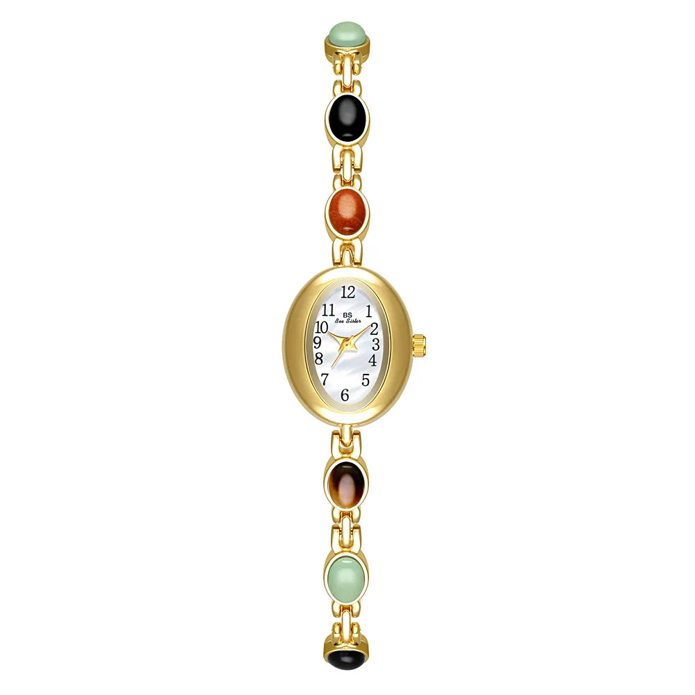 Fashion Casual Women's Watches Natural Jade Bracelet Digital Oval Dial High-end Ladies Wristwatch Watches For Woman Accessory