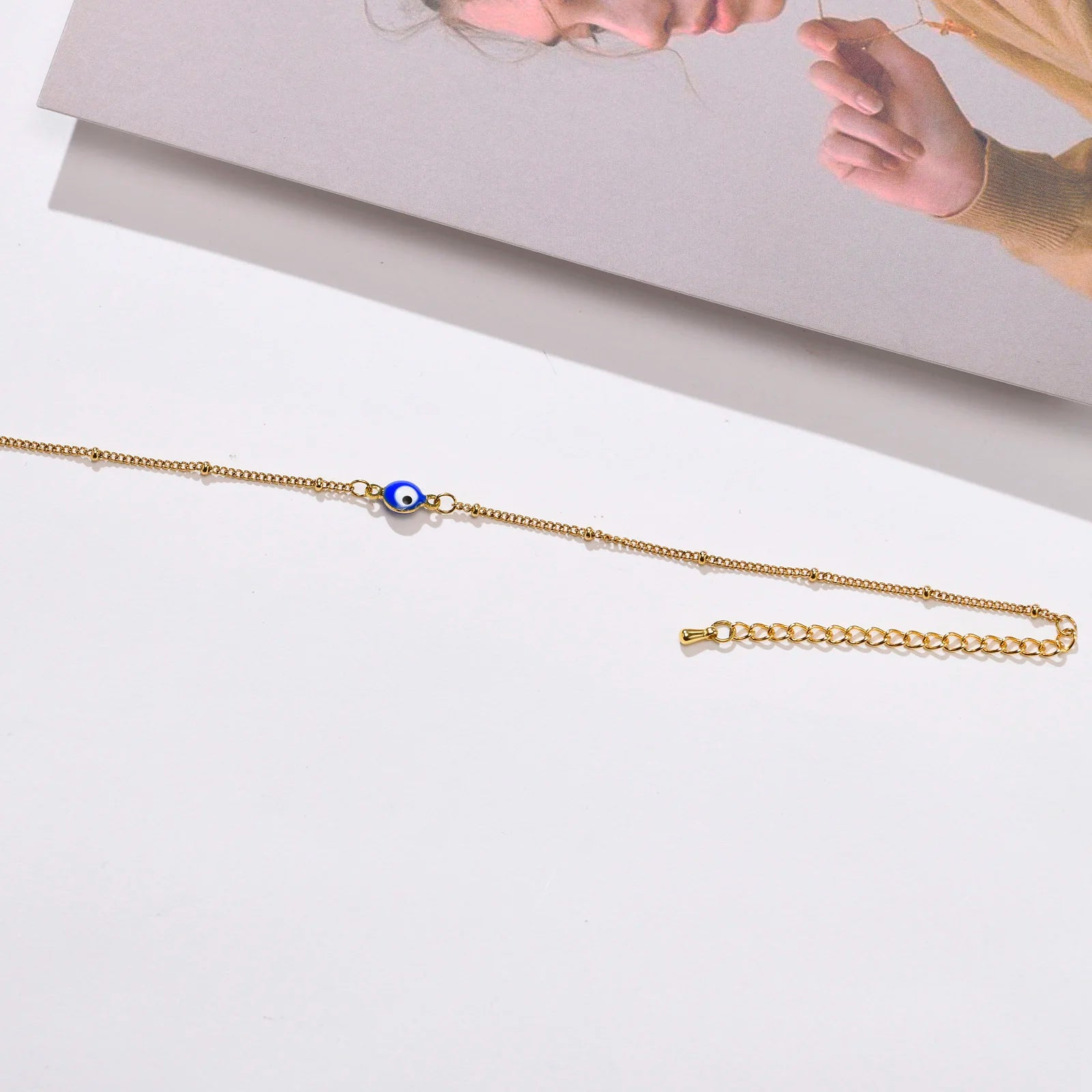 Stainless Steel Lucky Evil Eye Anklet Bracelet for Women, Blue Eye Beaded Chain Foot Anklets Summer Beach Lucky Amulet Gift