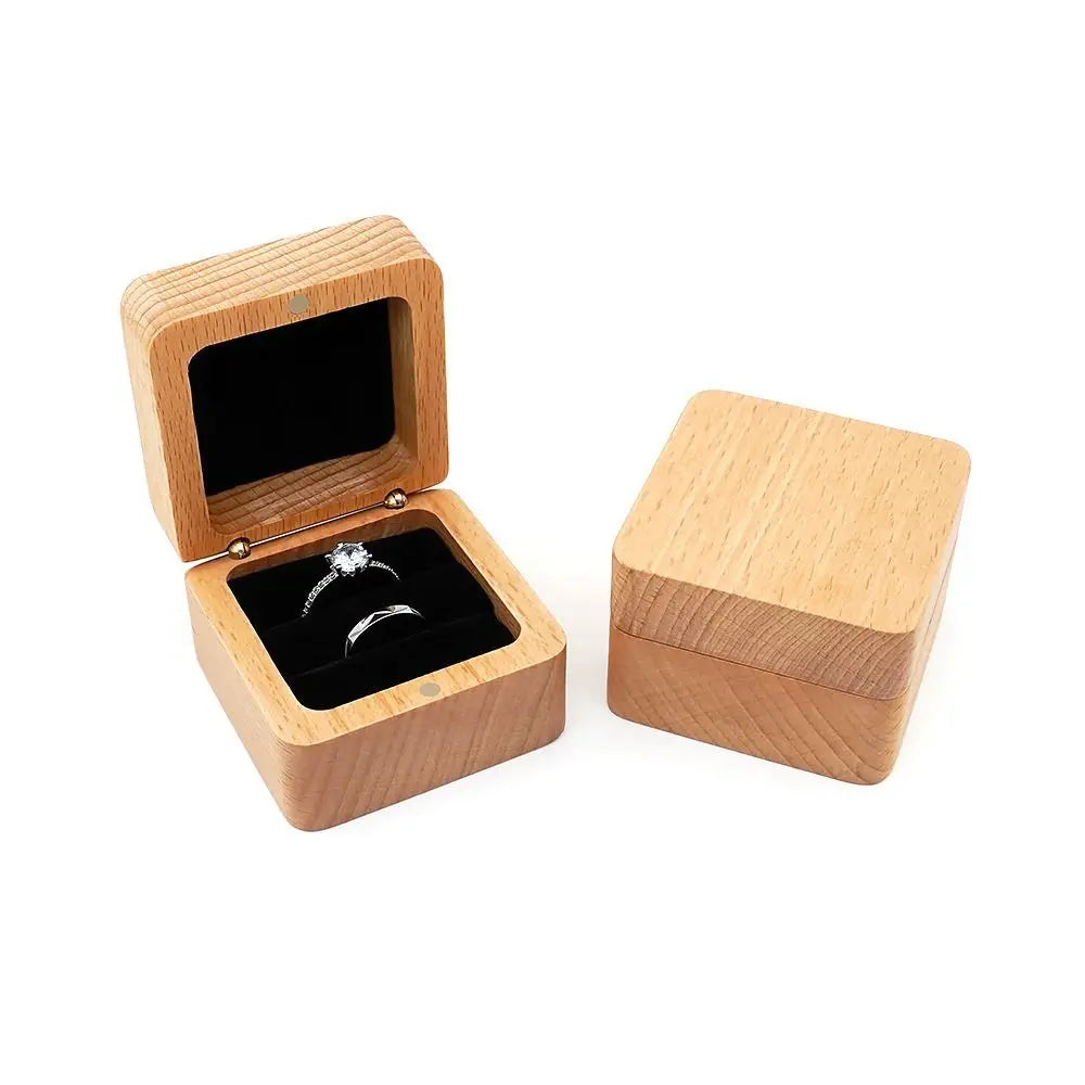 Velvet Wood Rings Box Exquisite Ear Studs Case Earrings Display Tray Retro Jewlery Organizer Ring Earring Holder Store