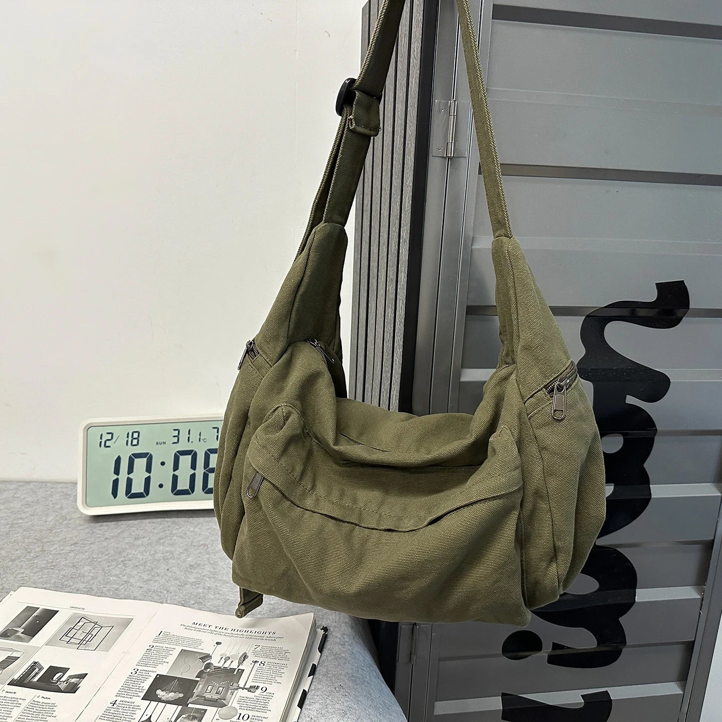 100% Cotton Shoulder Bags Women Large Capacity Canvas Tooling Packages Korea Style Cloth Crossbody Bags Solid Messenger Bags
