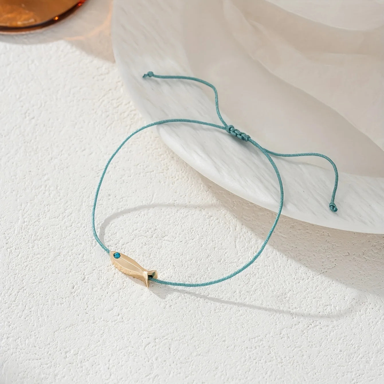 Cute Blue Fish Anklets Women Girls Bohemian Style Gold Color Animal Handmade Red Rope Adjustable Foot Chain Jewelry Accessories