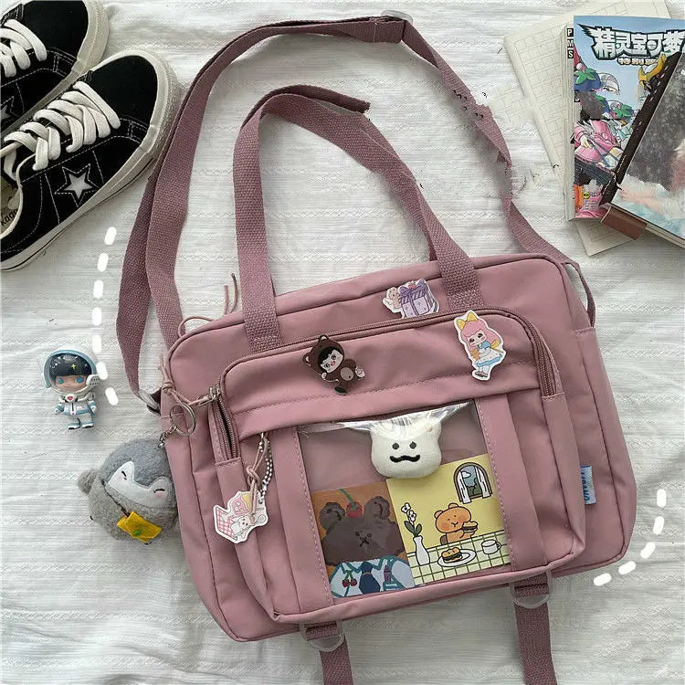 Korean Women's Messenger Bag Simple Multifunctional Female College Student Style Large Capacity Portable One Shoulder Diagonal