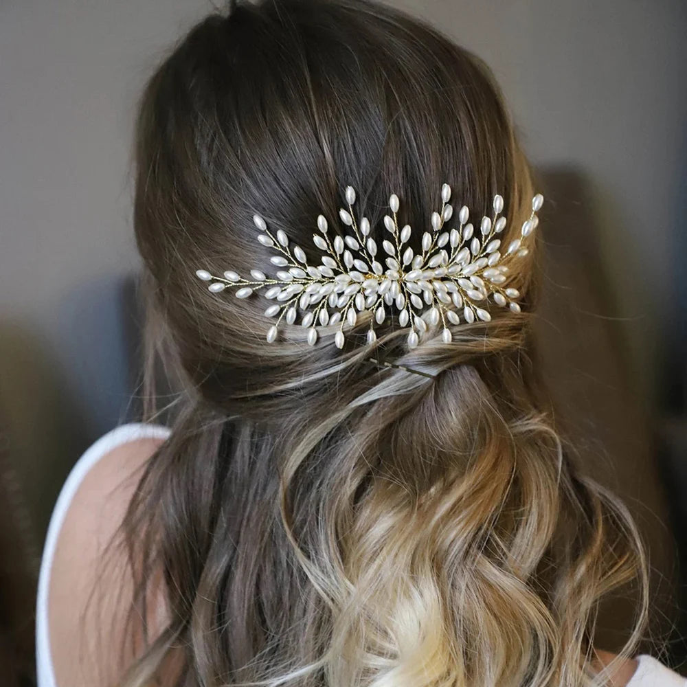 Freshwater Pearls Hair Combs Wedding Bridal Jewelry Hair Accessories Hair Clip Silver Color Headpiece Pearl Comb for Women Jewel