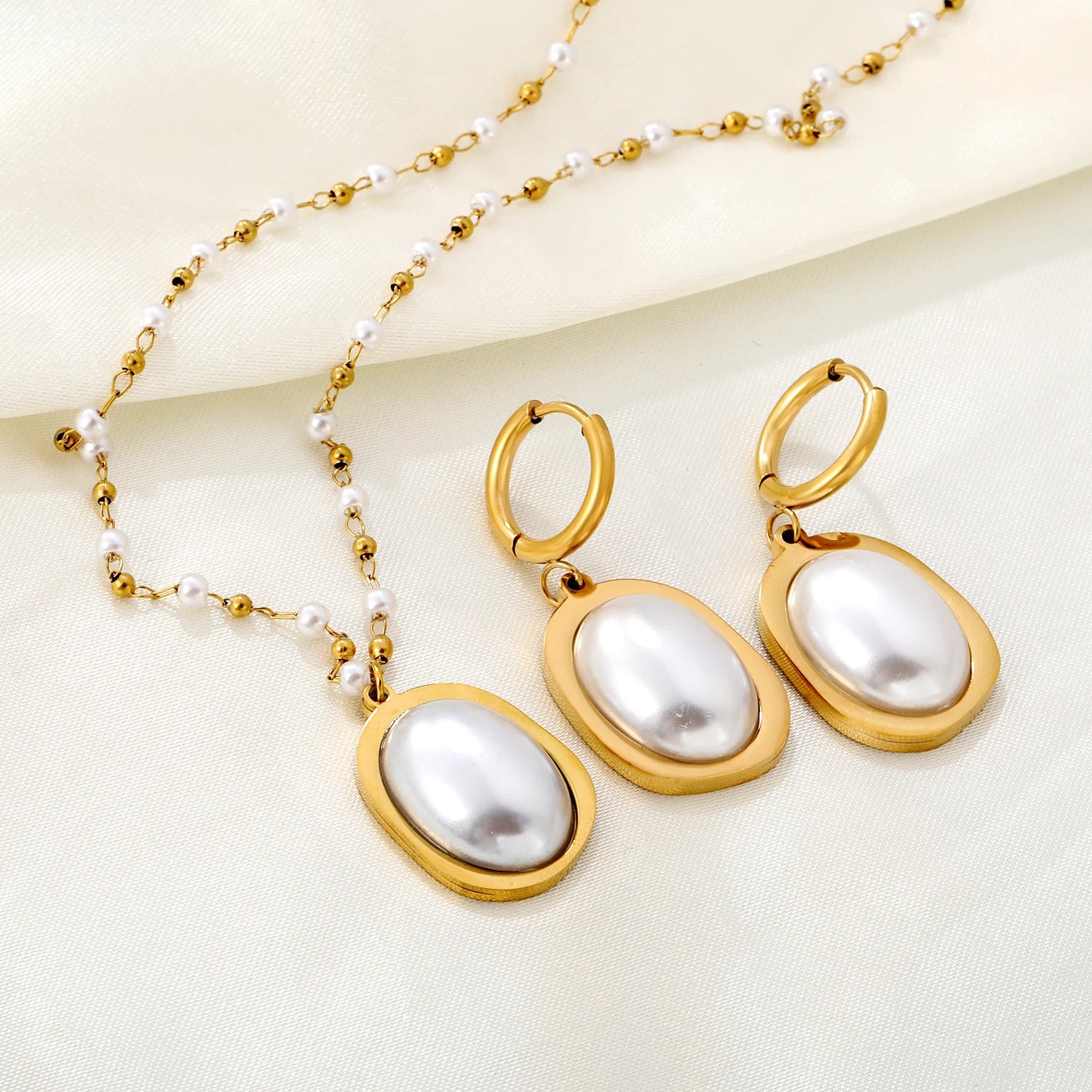 LUXUKISSKIDS Fashion Cubic Love Heart Minimalist Jewelry Set Necklace Earrings Bracelets Stainless Steel Women Party Accessories