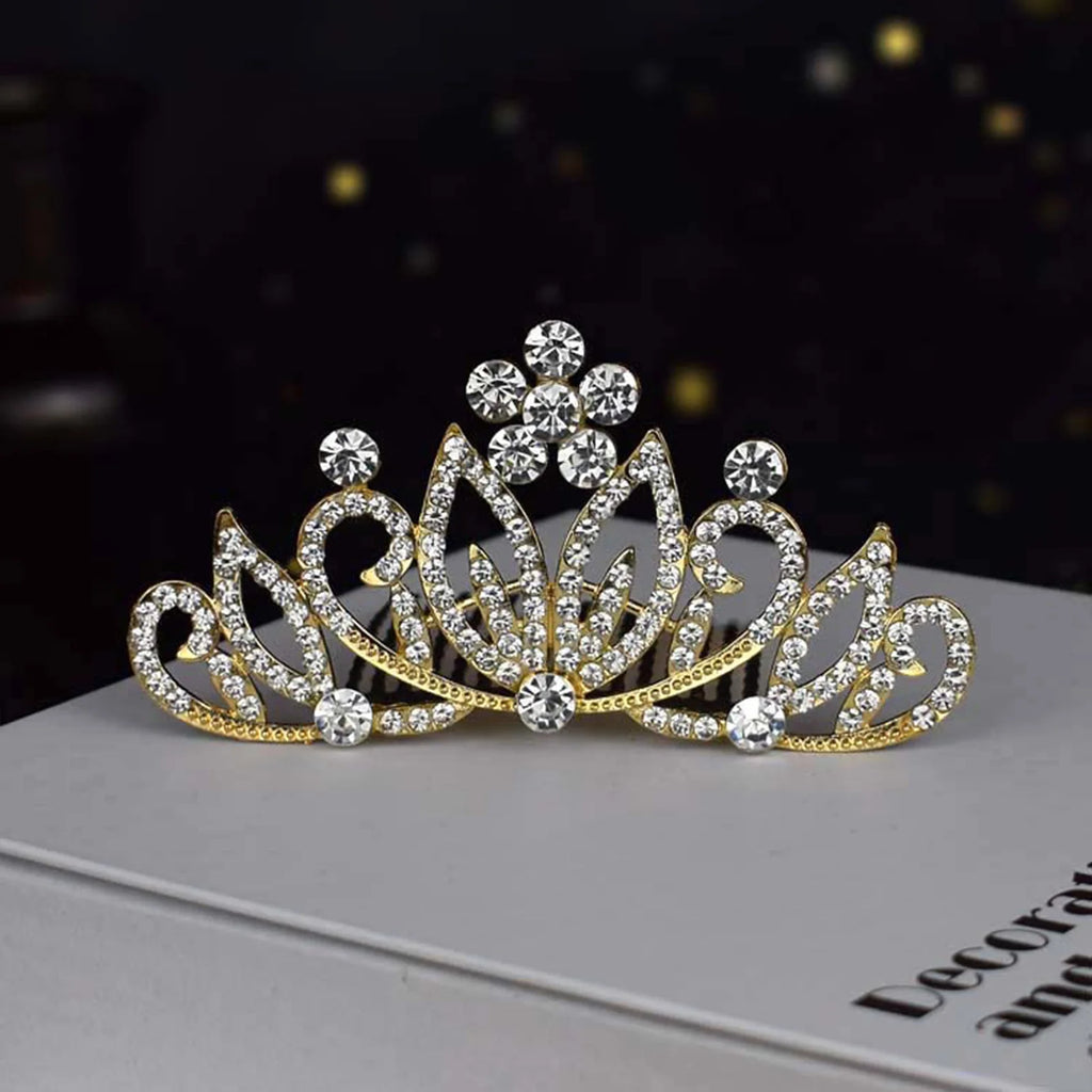 Simple Tiaras and Crown with Hair Combs for Little Princess Girls Kids Birthday Party Hair Jewelry Accessories Pearl Headpieces